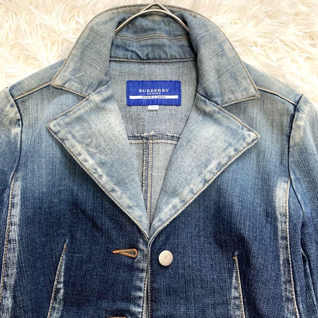 バーバリーブルーレーベル　デニムジャケット　デニムブルゾン　ウォッシュ加工　M
