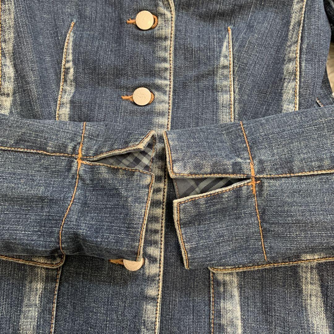 バーバリーブルーレーベル　デニムジャケット　デニムブルゾン　ウォッシュ加工　M