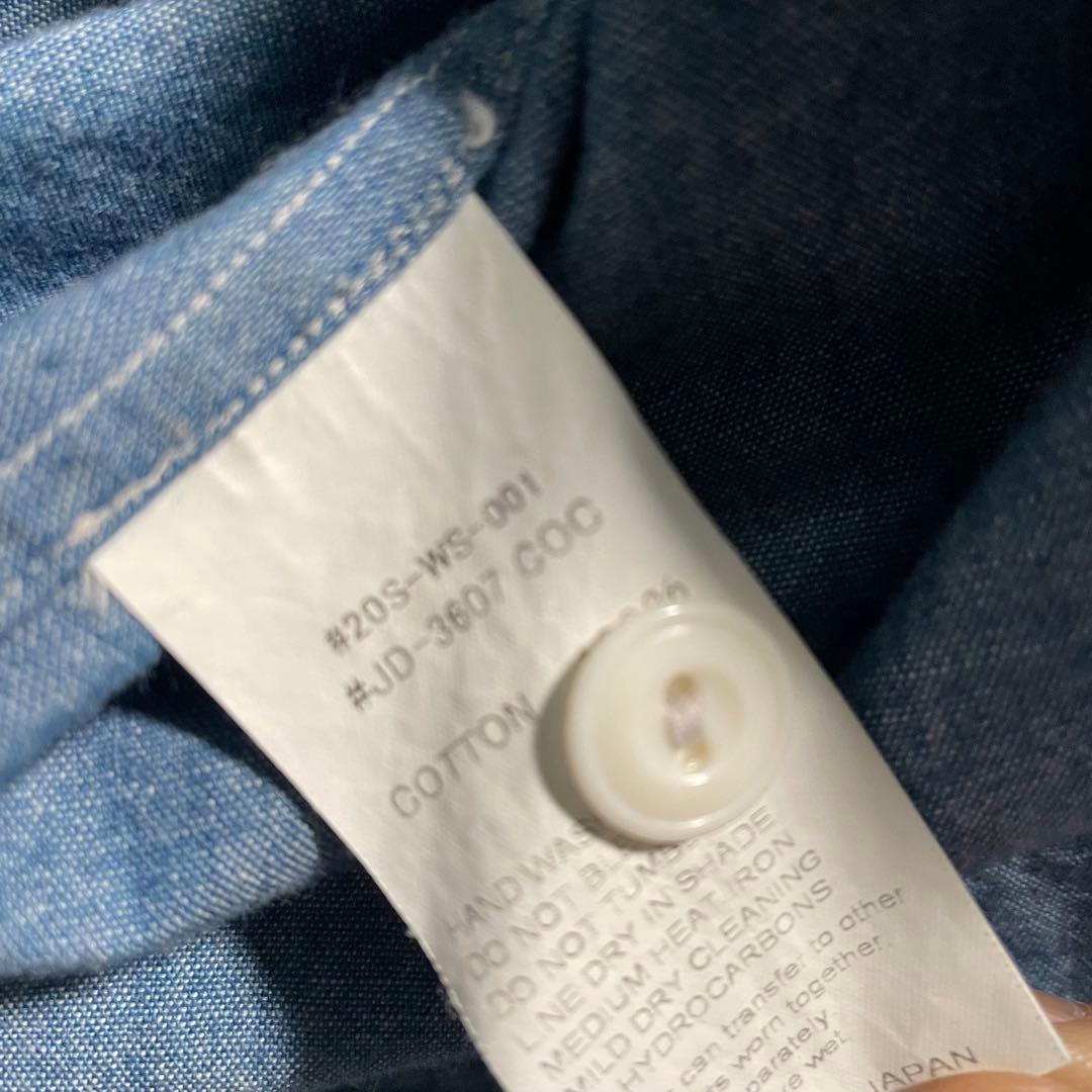 美品 ダントン 日本製 バンドカラー デニムシャツ シャンブレー 40 ブルー