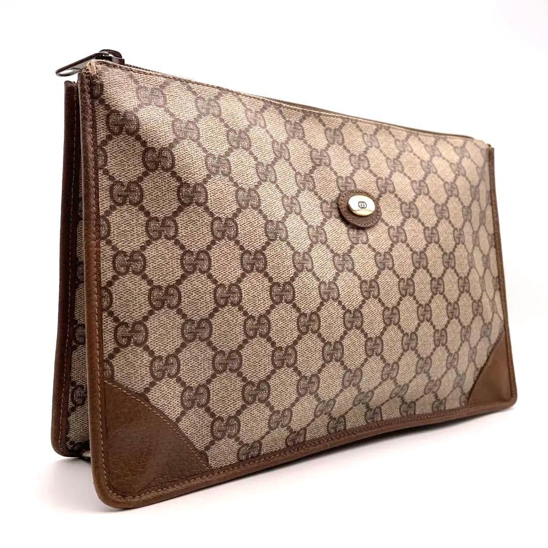 ✨美品✨ オールドグッチ GG レザー クラッチバッグ 茶色 レディース メンズ