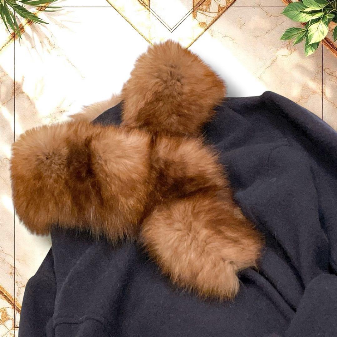 YUKI TORII ロングコート　ベルト　キッドモヘヤ　フォックス　濃紺　M