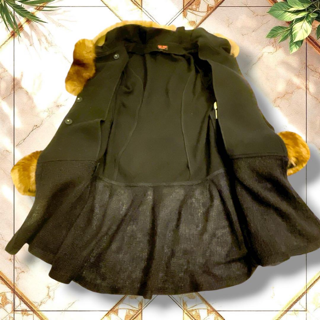 YUKI TORII ロングコート　ベルト　キッドモヘヤ　フォックス　濃紺　M