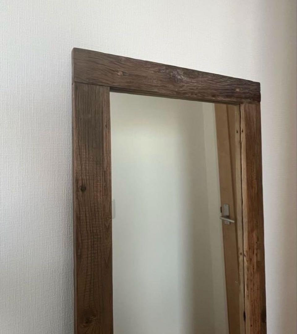 全身鏡　姿見　スタンドミラー　鏡 ウッドフレーム　ヴィンテージ アンティーク