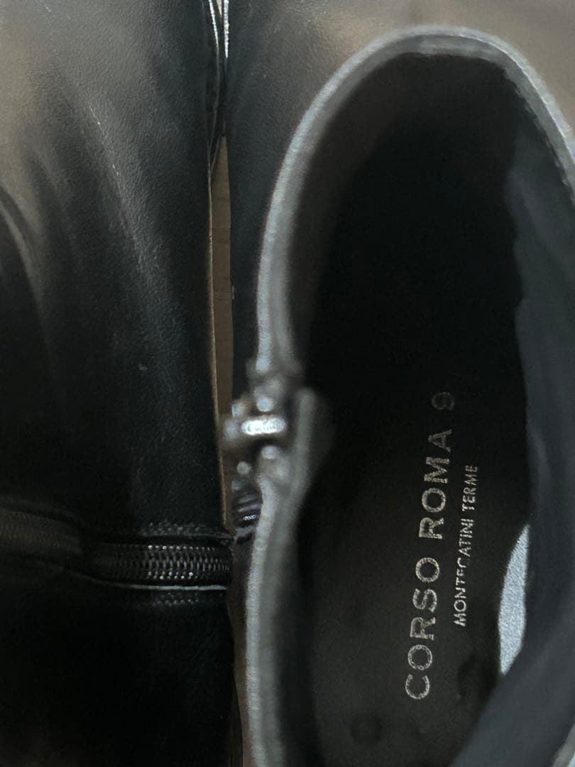CORSOROMA9コルソローマノーヴェ ショートブーツ 37黒 冬底加工済