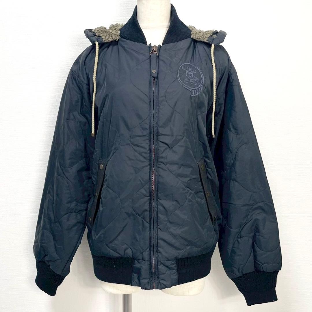 y2k❤️ 00s DIESEL ロゴ 刺繍 ボア ミリタリー ブルゾン n2b