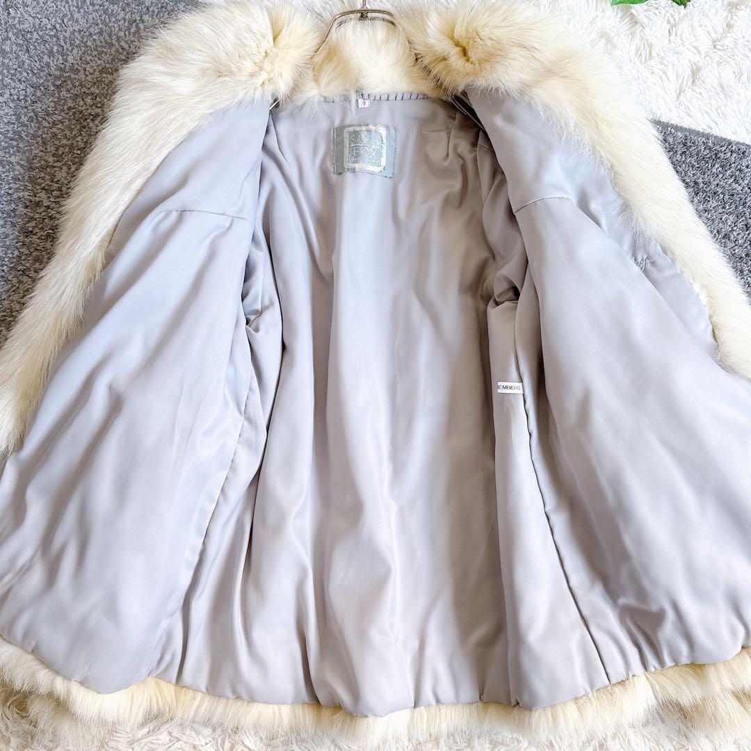 銀タグ サガフォックス リアルファー コート　シルバーフォックス　毛皮　9号