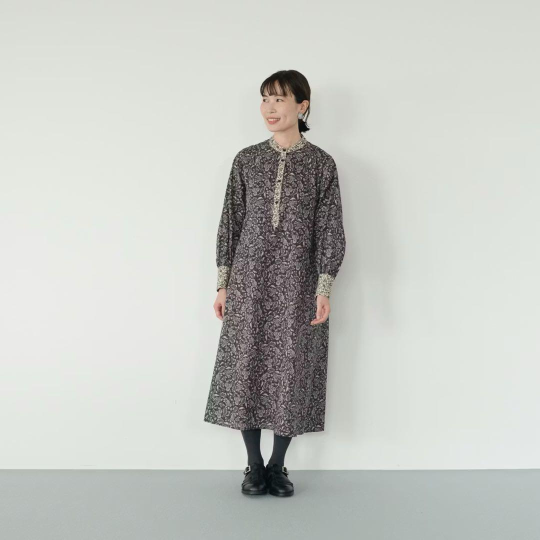 【美品】北欧暮らしの道具店 大人のための柄ワンピース ロング Aライン