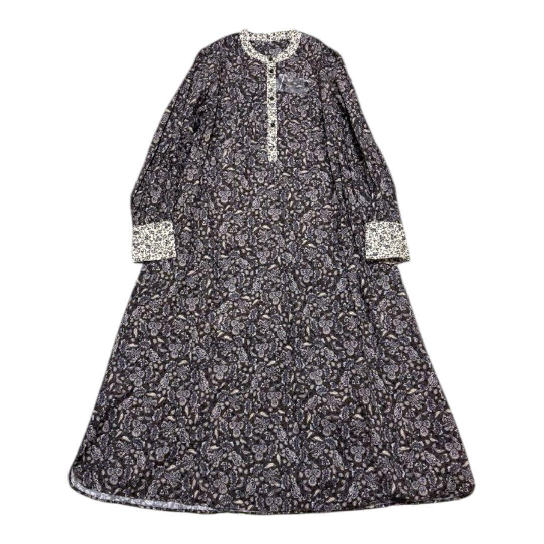 【美品】北欧暮らしの道具店 大人のための柄ワンピース ロング Aライン