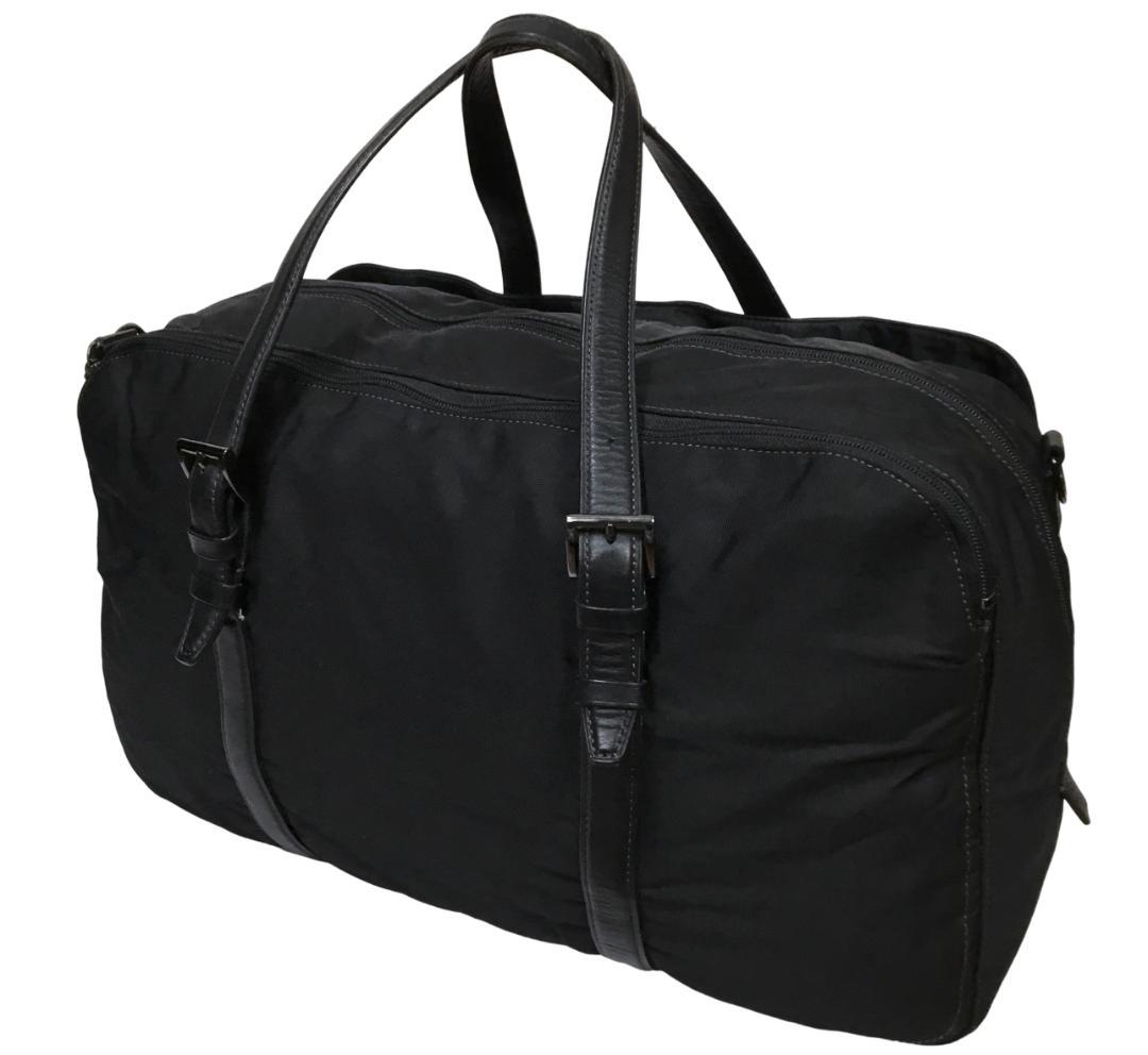 agnes b. アニエスベー ボストンバッグ 旅行鞄 ナイロン×レザー 黒