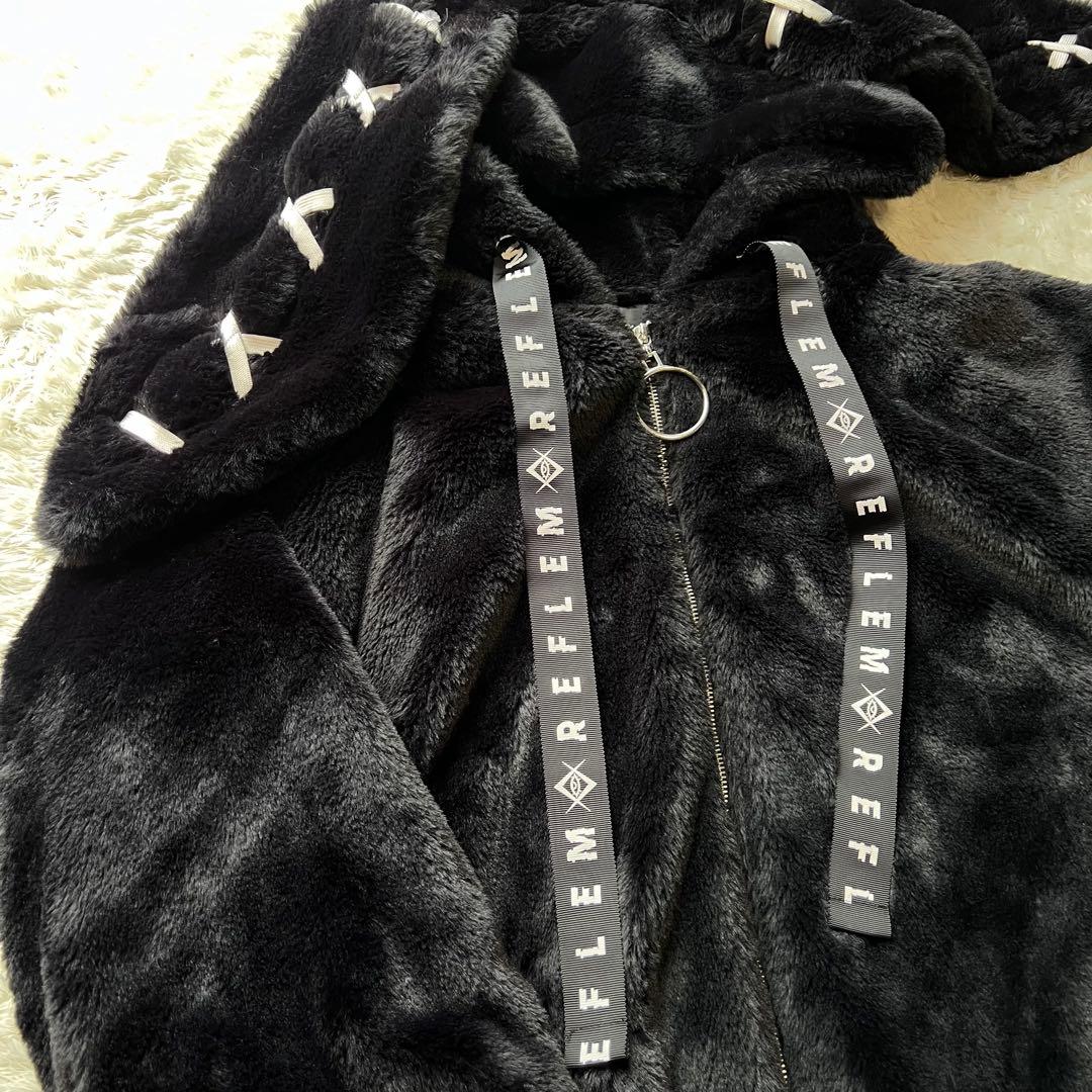 REFLEM うさ耳BIGファーパーカー ブラック