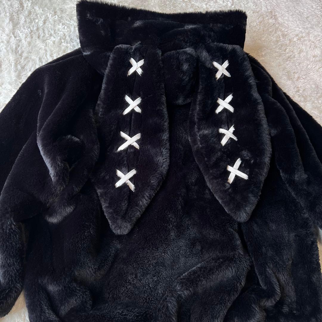 REFLEM うさ耳BIGファーパーカー ブラック