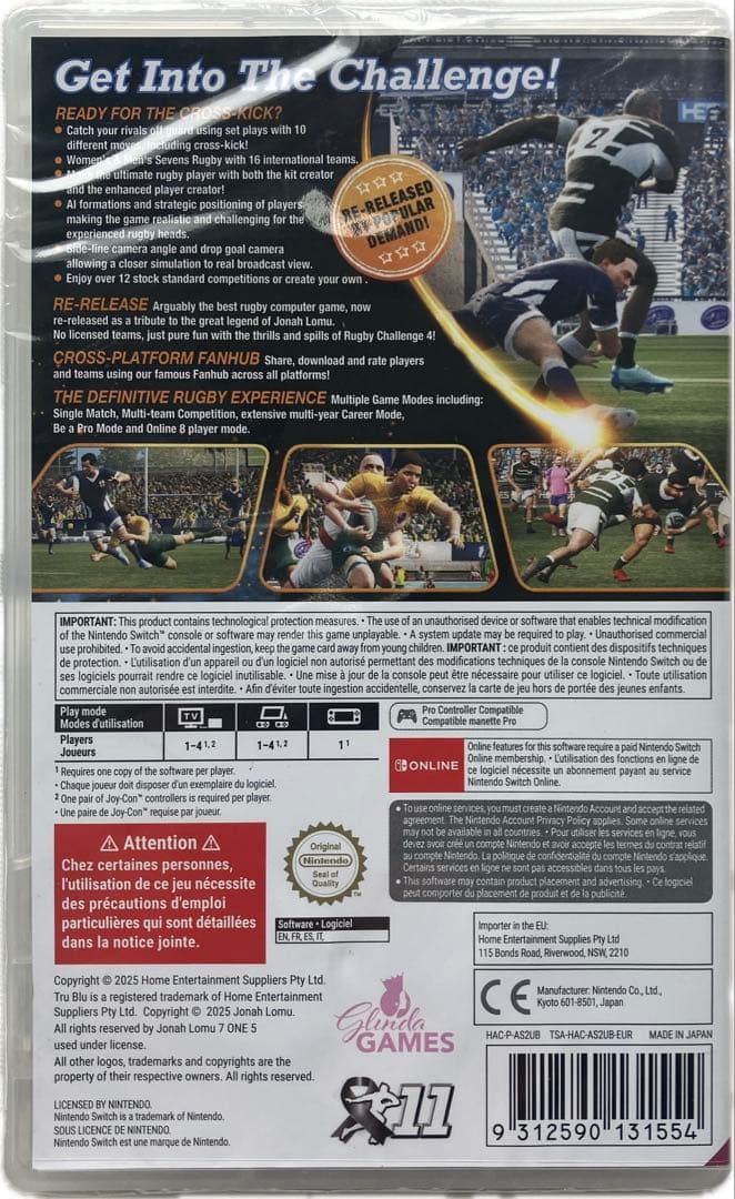 北米版ジョナ・ロムーラグビーチャレンジ4 Nintendo Switchソフト