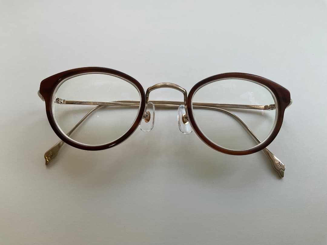 ブラウン　ラウンドメタルフレーム　メガネ