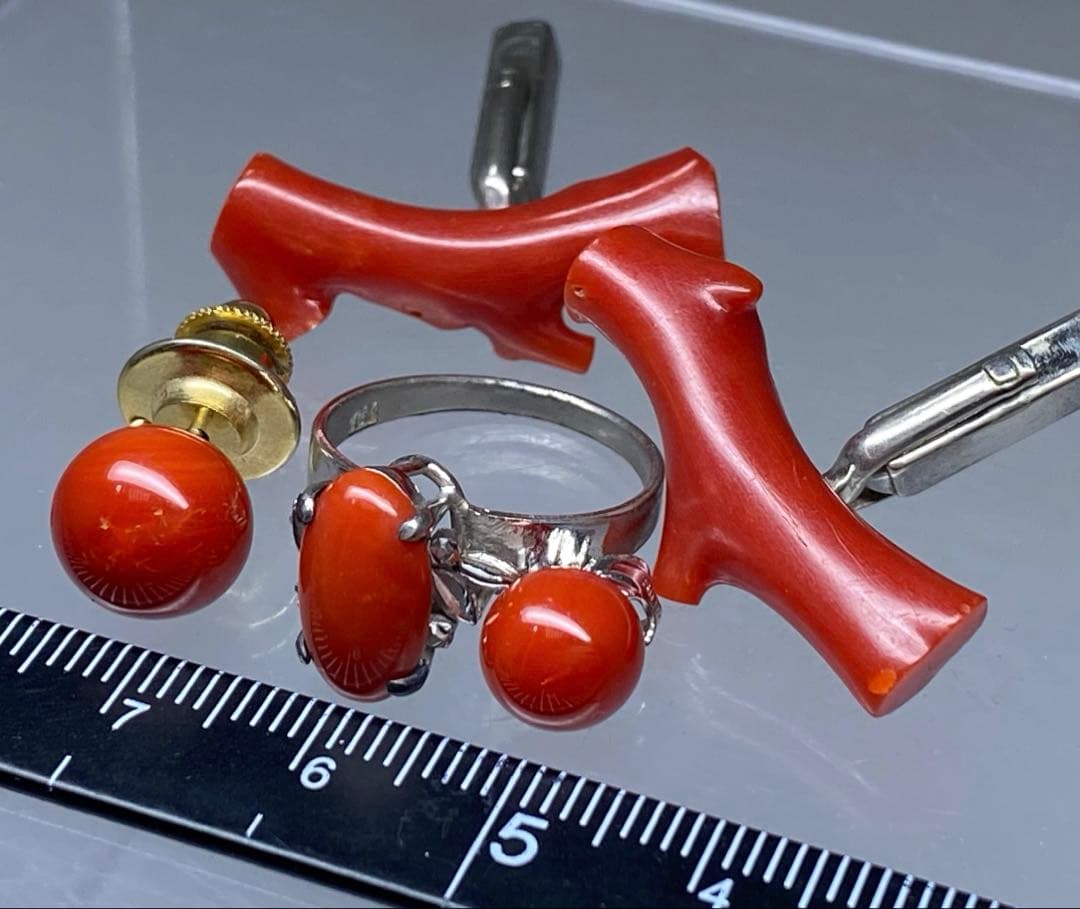 本血赤珊瑚　指輪、ネックレストップ等　15g 東Y7-0226☆2Fタカチ