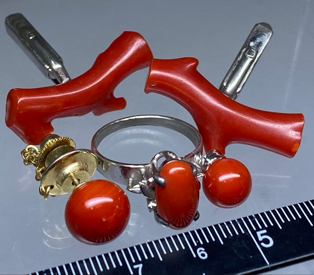 本血赤珊瑚　指輪、ネックレストップ等　15g 東Y7-0226☆2Fタカチ