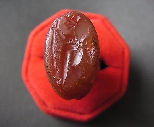 ★Q2402★13号 シルバー銀リング (A56) 古代　瑪瑙　印章　指輪