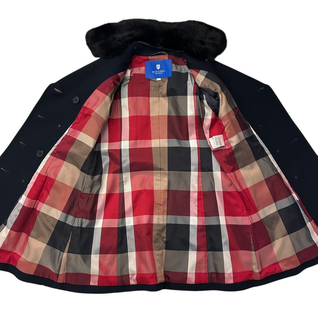 極美品❣️ブルーレーベルクリストブリッジ ファー ウールコート 38 黒 チェック