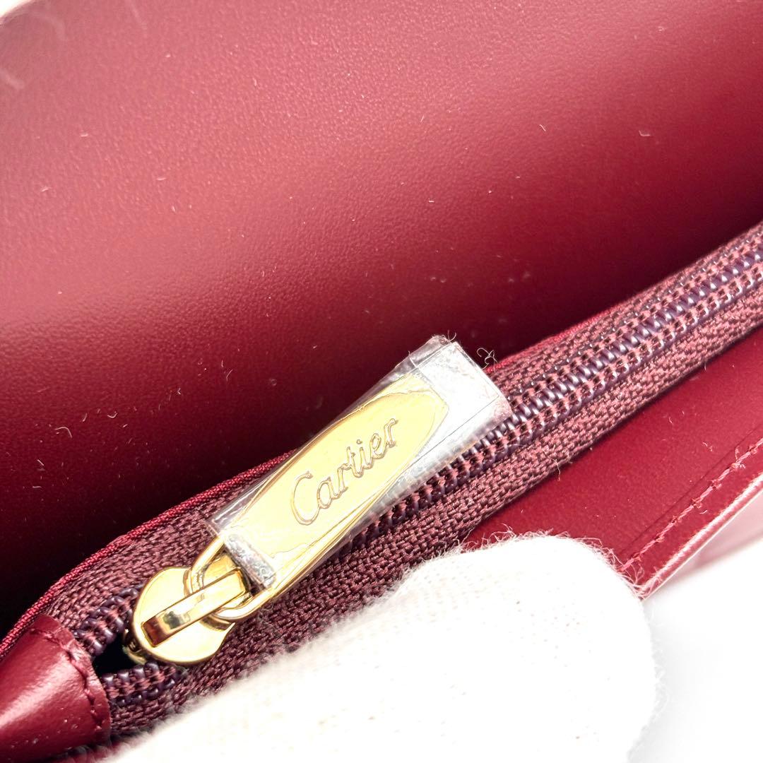 未使用保管品 カルティエ 長財布 マストライン レザー ロゴ 箱付 ボルドー
