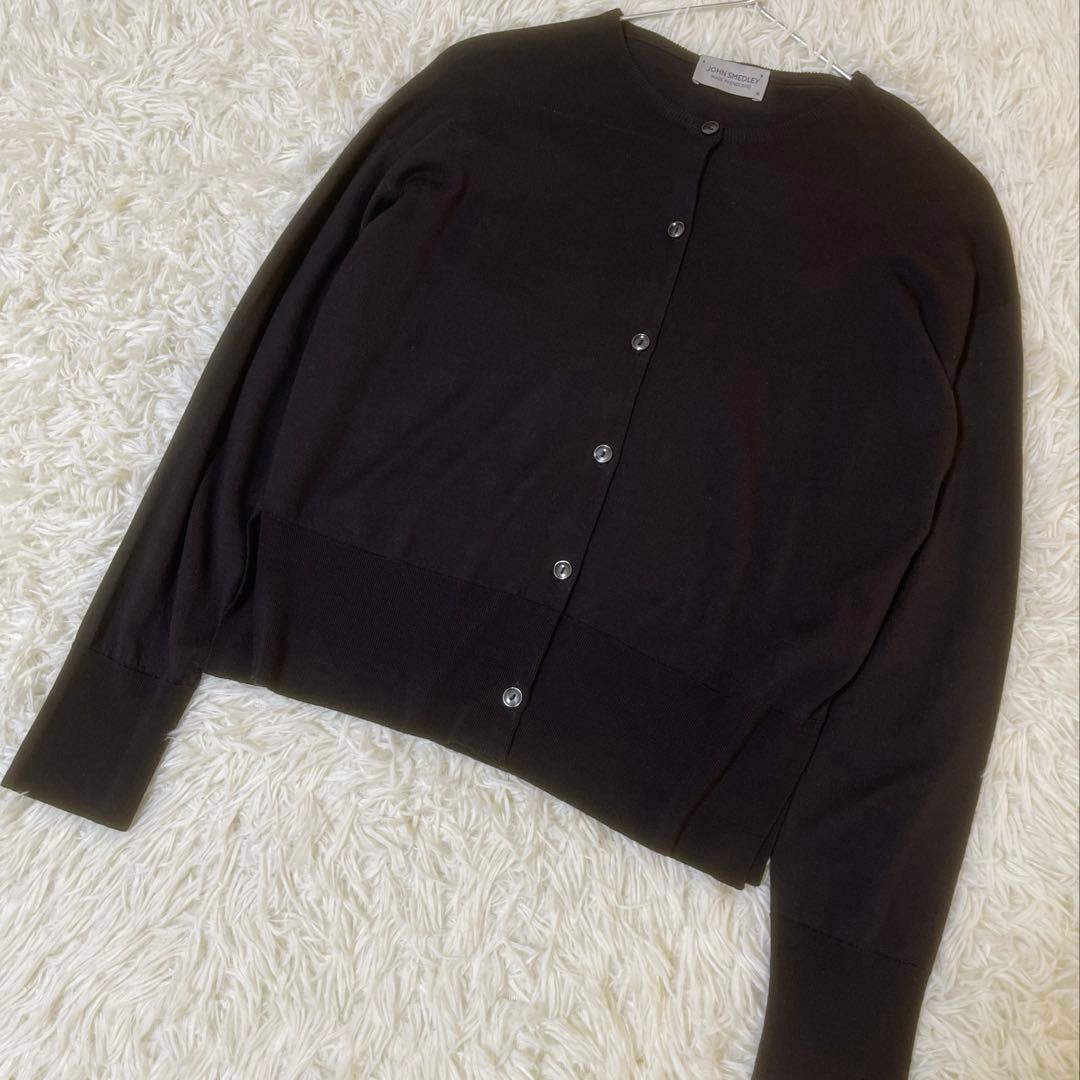 JOHN SMEDLEY　ウール100％　クルーネック長袖ニットカーディガン