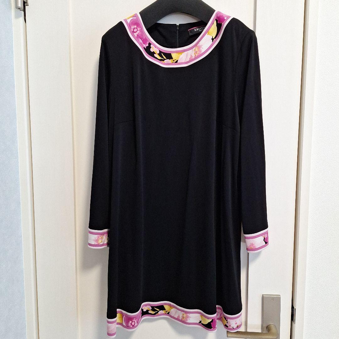 LEONARD FASHION 黒 ピンク長袖 チュニック　ワンピース　42