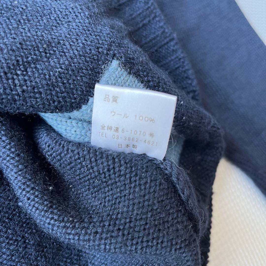 美品 Paul Smith ドライバーズニット ネイビー ウール M ハイネック