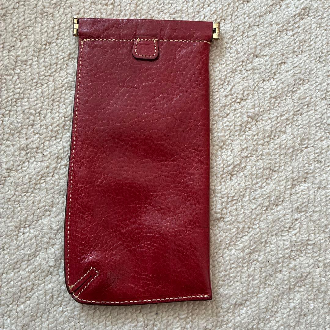 アルベロ　レザー製赤メガネケース