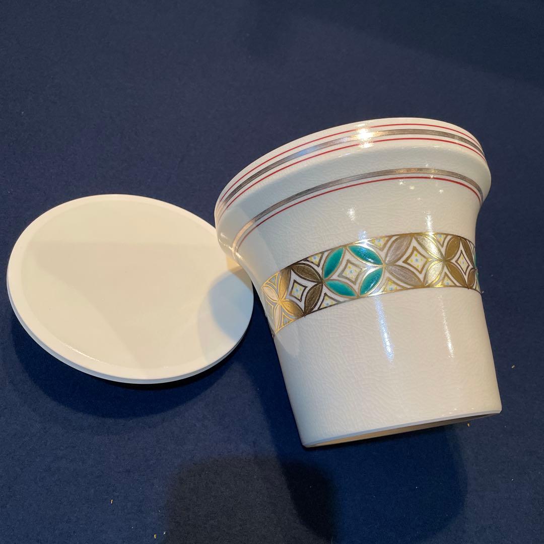 【御室窯】の「仁清 七宝 宝尽」『末広 水指』共箱　茶道具　※美品