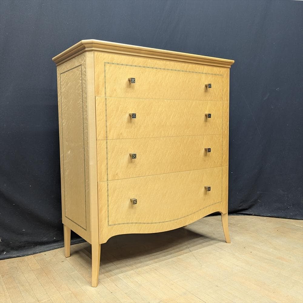 バーズアイ メープル　象嵌　リビングチェスト　整理箪笥　タンス　チェスト　たんす