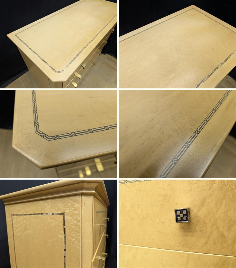 バーズアイ メープル　象嵌　リビングチェスト　整理箪笥　タンス　チェスト　たんす