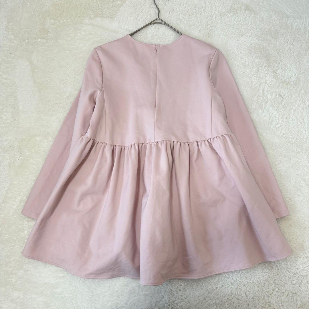 ヨリ yori ぬくぬくギャザーブラウス ペプラム 洗える 38 ピンク 美品