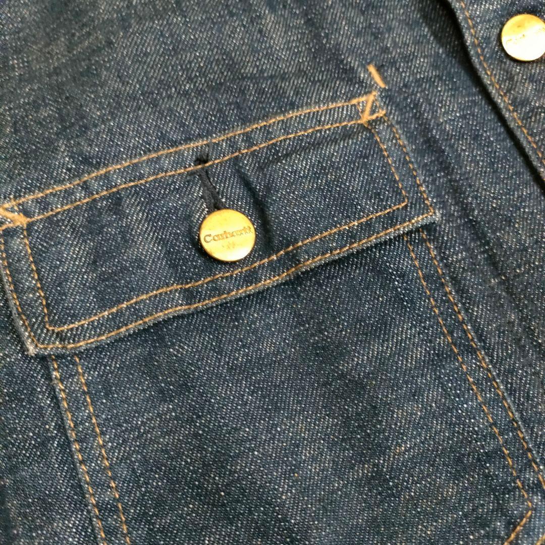 【美品】Carhartt◆デニムカバーオール◆M/ダークインディゴ◆レザーパッチ