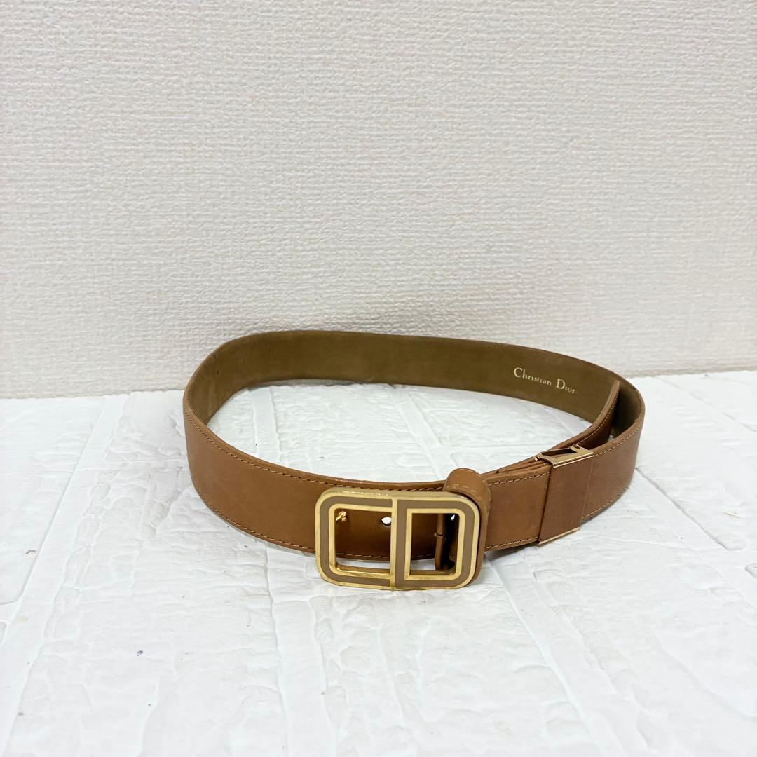 希少　Christian Dior ディオール ベルト　CDバックル　キャメル