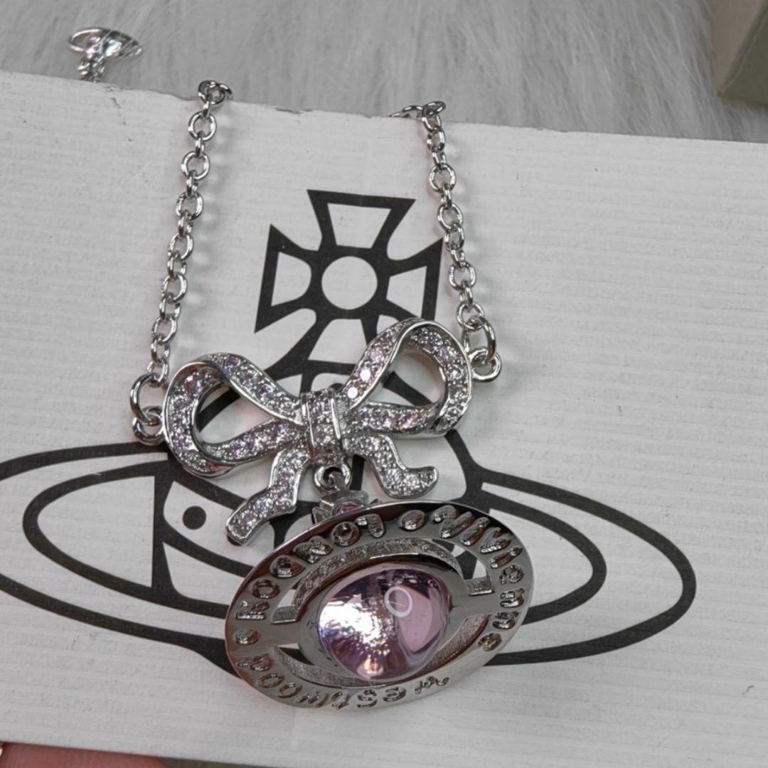 【ピンク】ヴィヴィアンウエストウッド　ドロップリボン　ネックレス