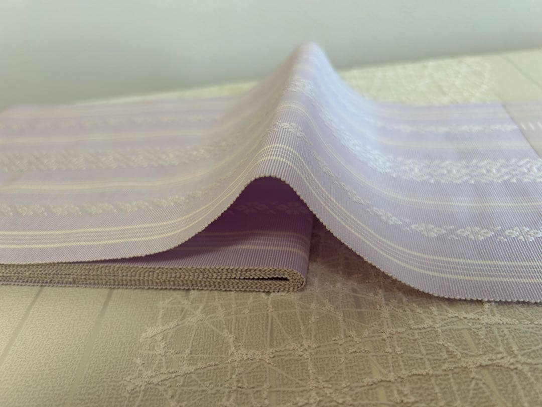 【大人のゆかたに】新品 半幅帯 単衣 四寸ゆかた帯 薄紫｜献上柄 着物 通年OK