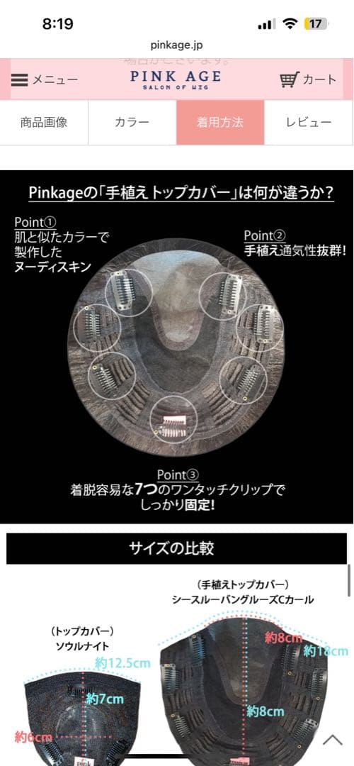 手植えトップカバー) サイドバング ルーズCカール (モースト原糸)