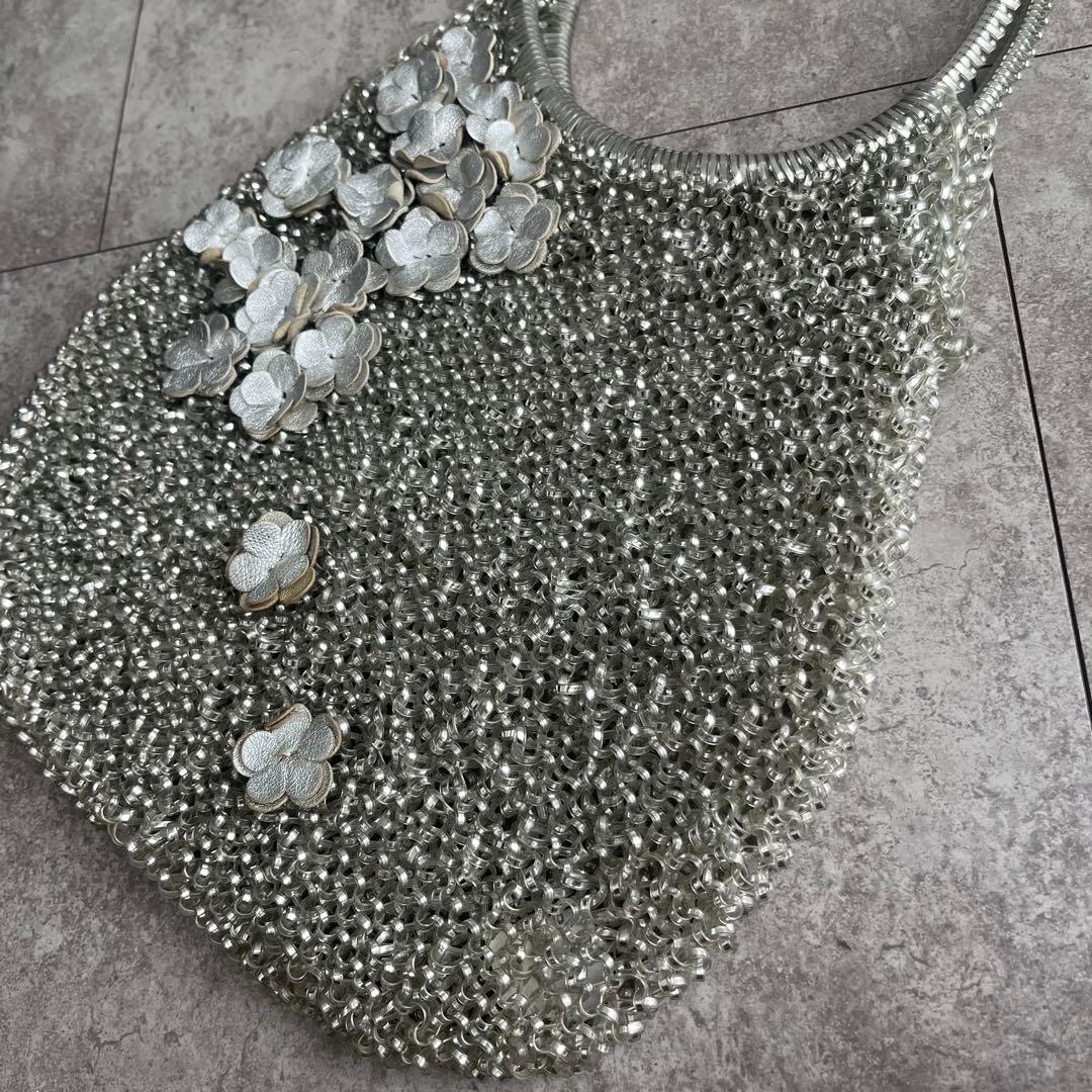 ANTEPRIMA ワイヤーバッグ ハンドバッグ シルバー　フラワービジュー