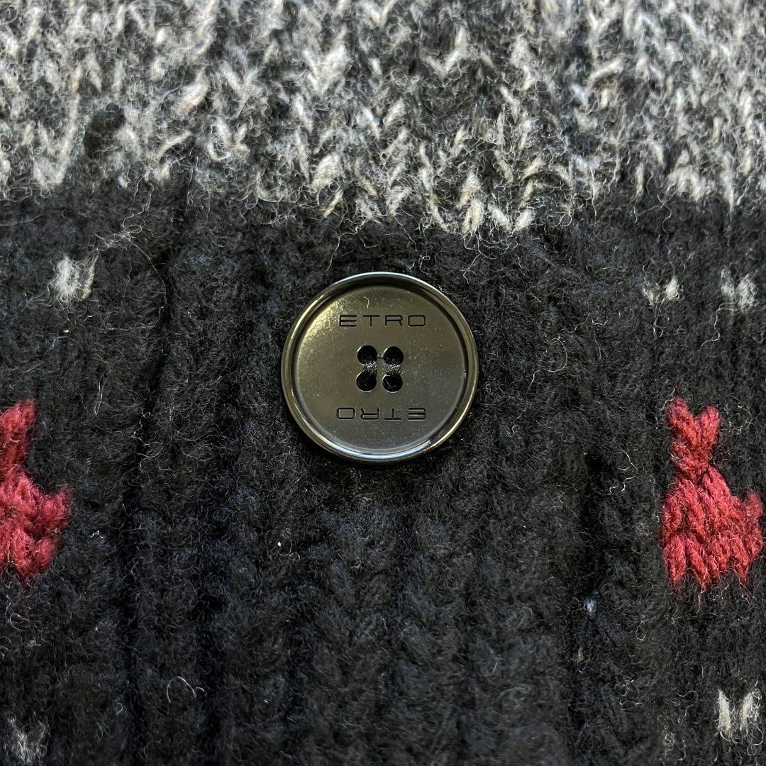 エトロ カーディガン ジャカード カウチン 42 高級 イタリア製 ネイティブ柄