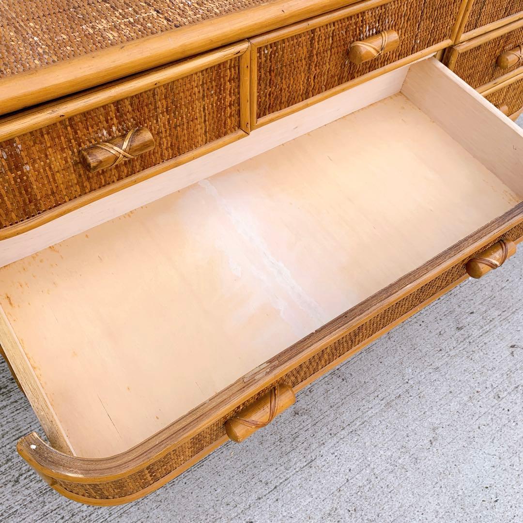 ラタン9杯チェスト 昭和レトロ エスニック アジアン 籐家具 ラタン 古民具