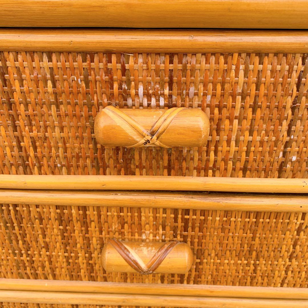 ラタン9杯チェスト 昭和レトロ エスニック アジアン 籐家具 ラタン 古民具