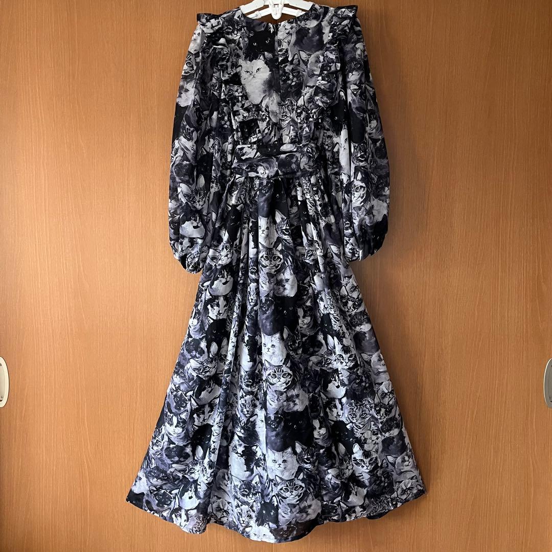 mmts unoaコラボ　猫まみれ　シフォンワンピース　猫柄
