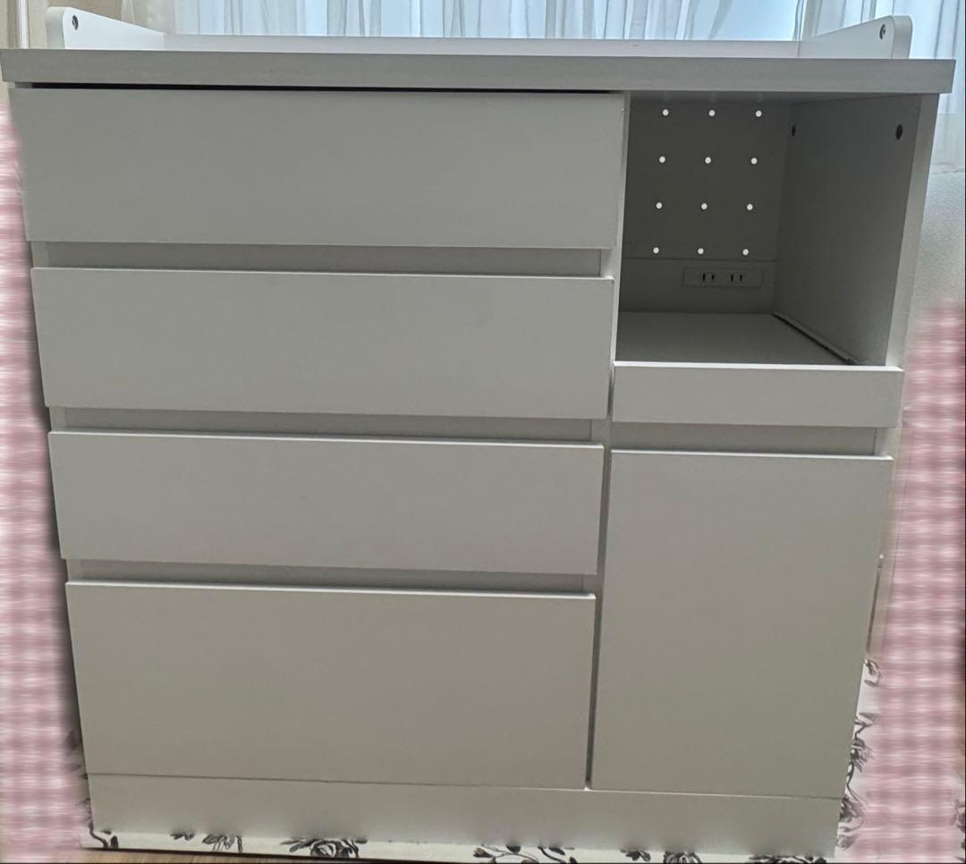 LOWYA 食器棚 レンジ台 Bタイプ ホワイト