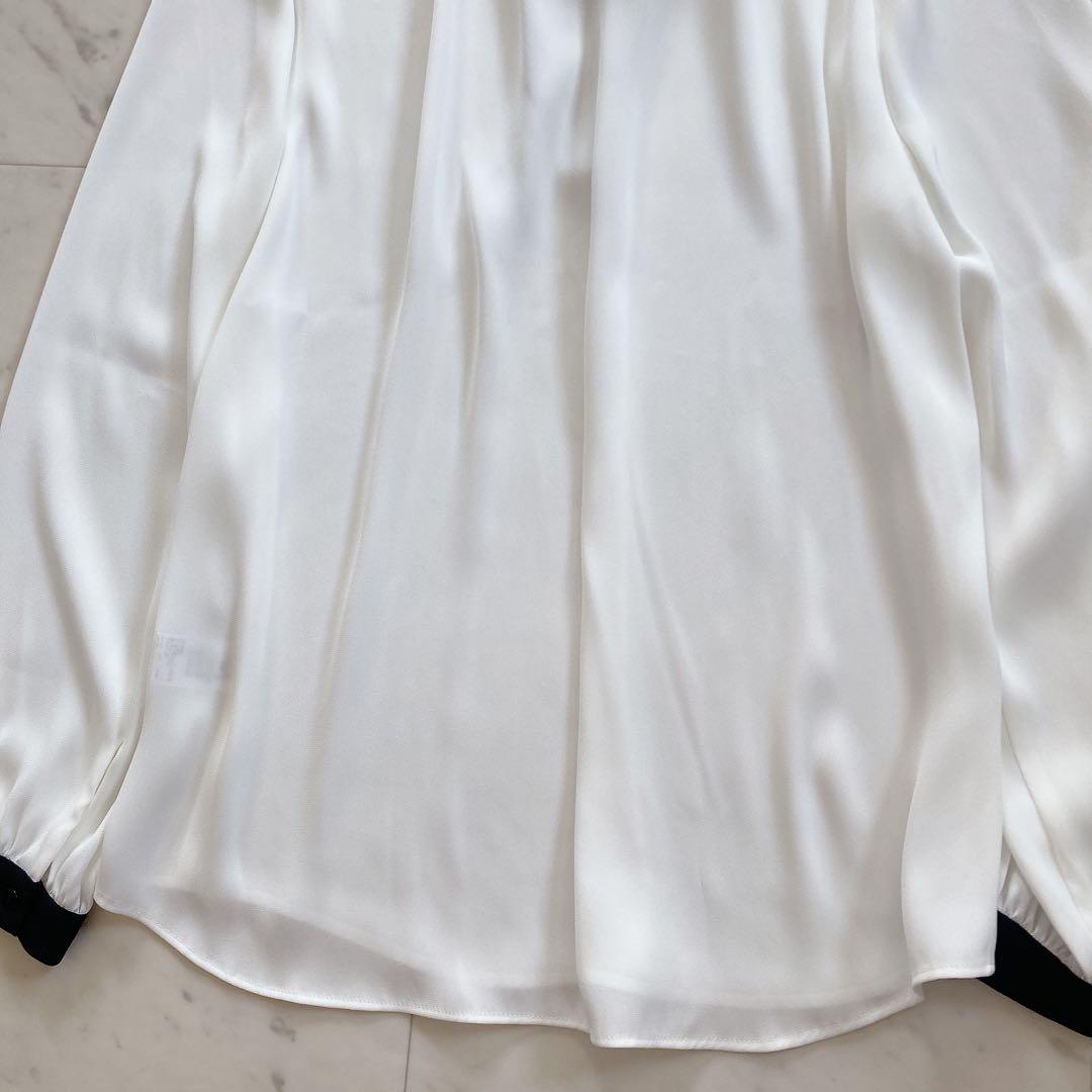 極美品　ユナイテッドアローズ　サテンバイカラー　ボウタイブラウス　とろみブラウス