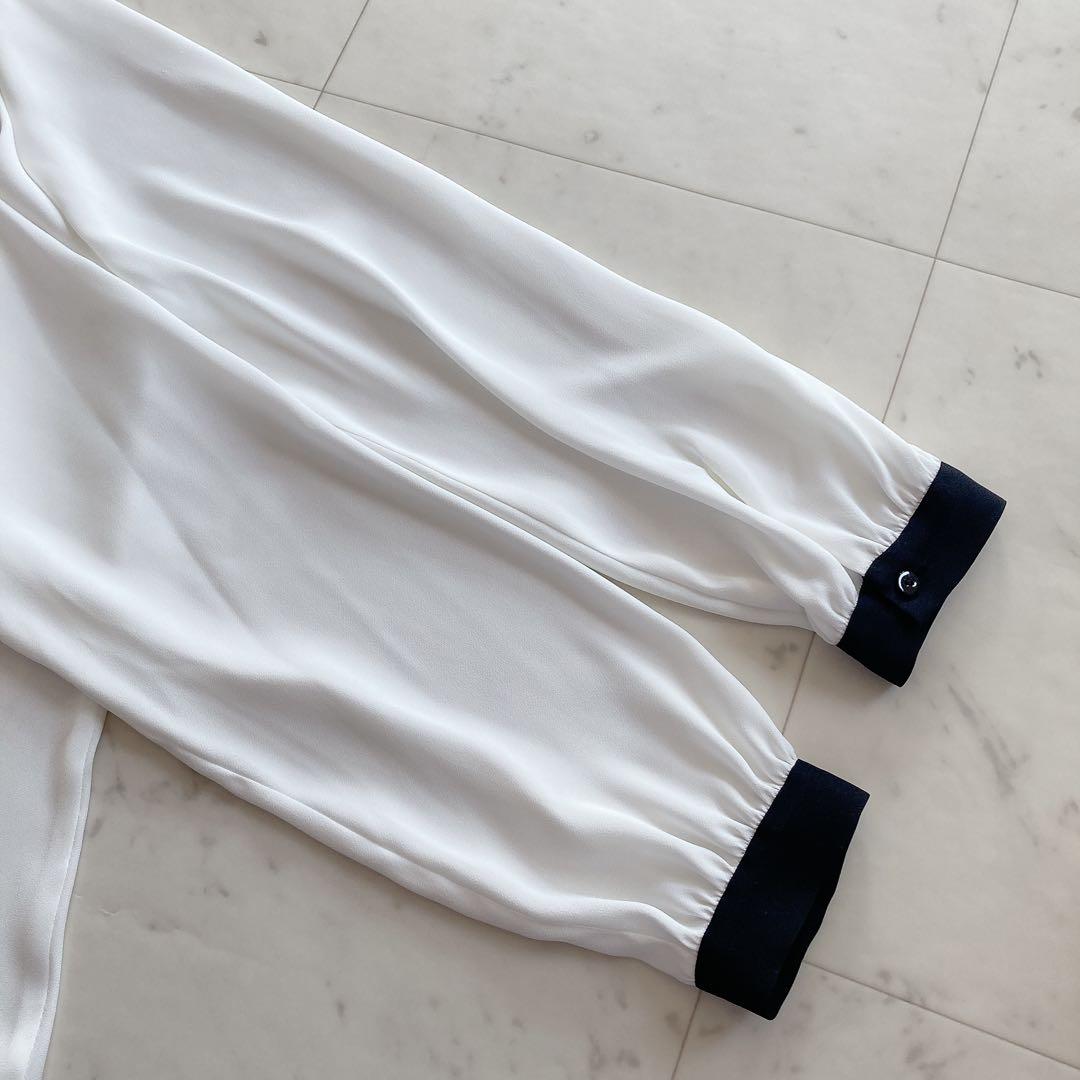 極美品　ユナイテッドアローズ　サテンバイカラー　ボウタイブラウス　とろみブラウス