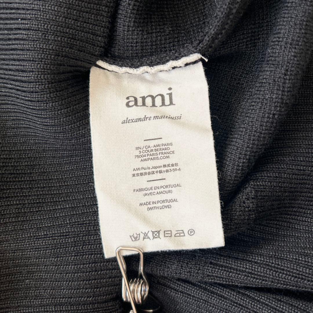 ami Paris アミパリス　ハートロゴ刺繍ウールニット　ブラック M