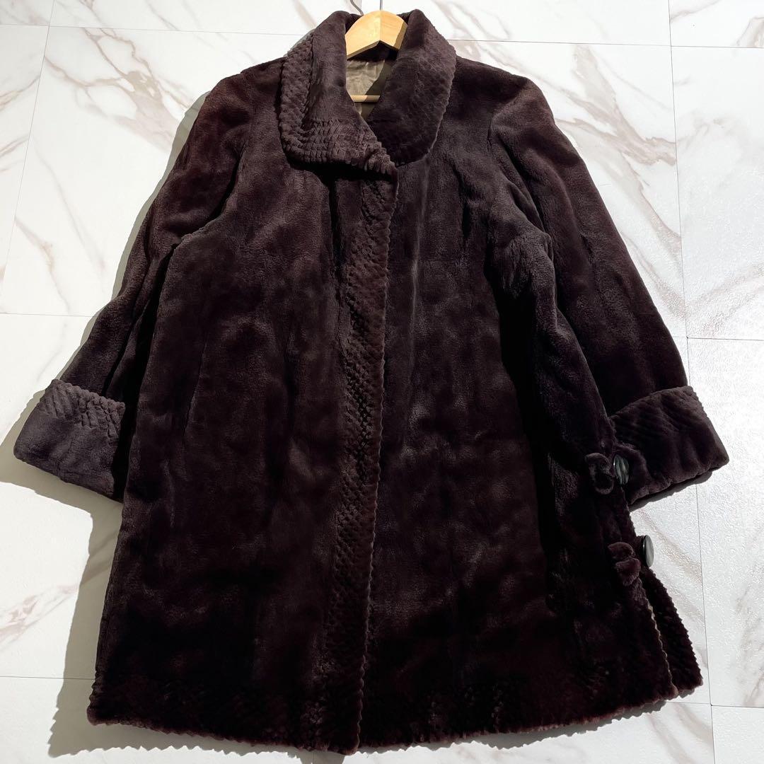 美品✨ グラマミンク シェアード ロングコート ロールアップスリーブ サイズF