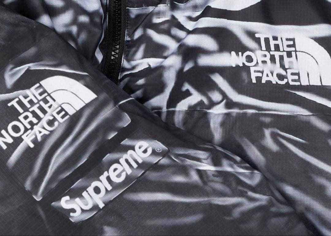 Supreme ノースフェイス　ダウンジャケット　ヌプシ　黒　L 騙し絵ヌプシ