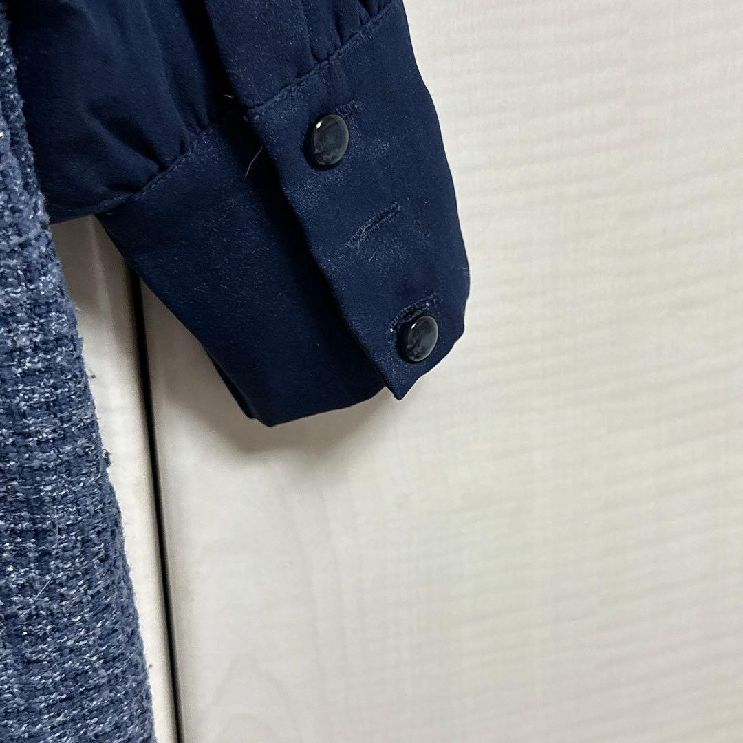 ボウタイリボン♡ミックスツイードコンビワンピース