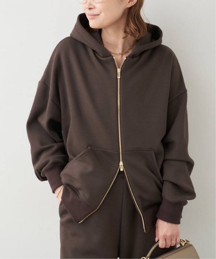 Deuxieme Classe *Warm ジップ フーディー ブラウン