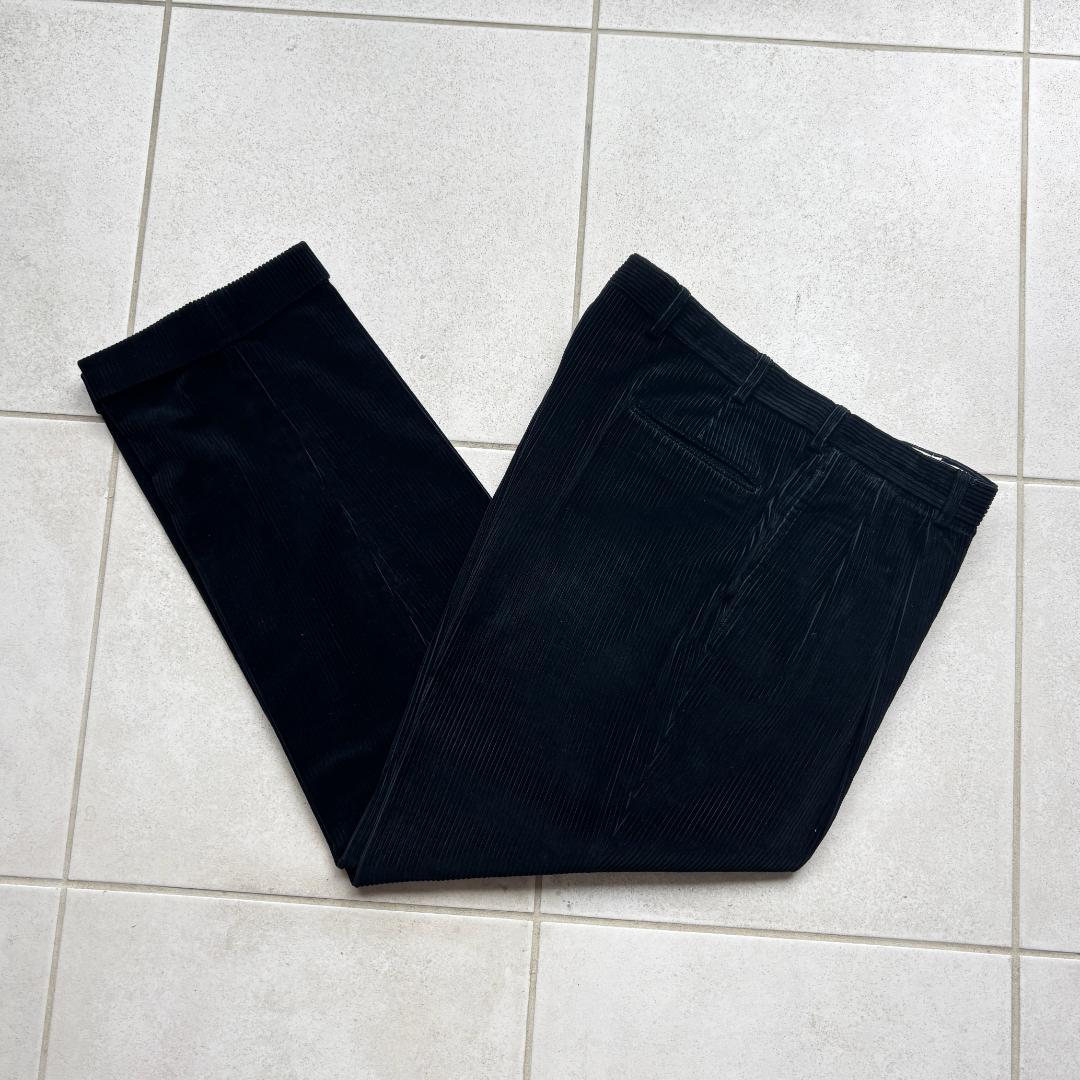 80s【USA製】Brooks Brothers ブラックコーデュロイパンツ35