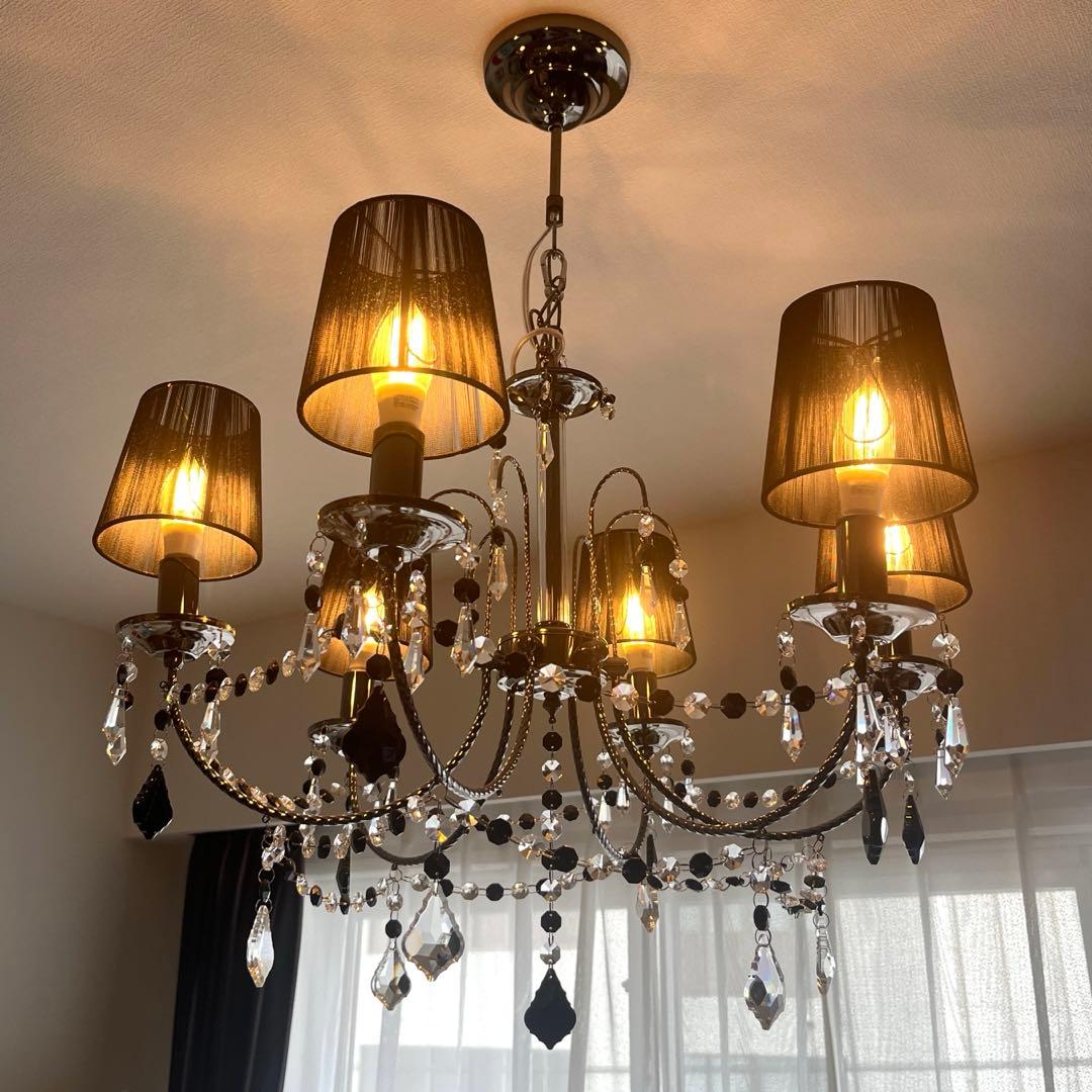 シャンデリア 素敵すぎるブラックシェード 6灯シャンデリア ニトリweb限定商品